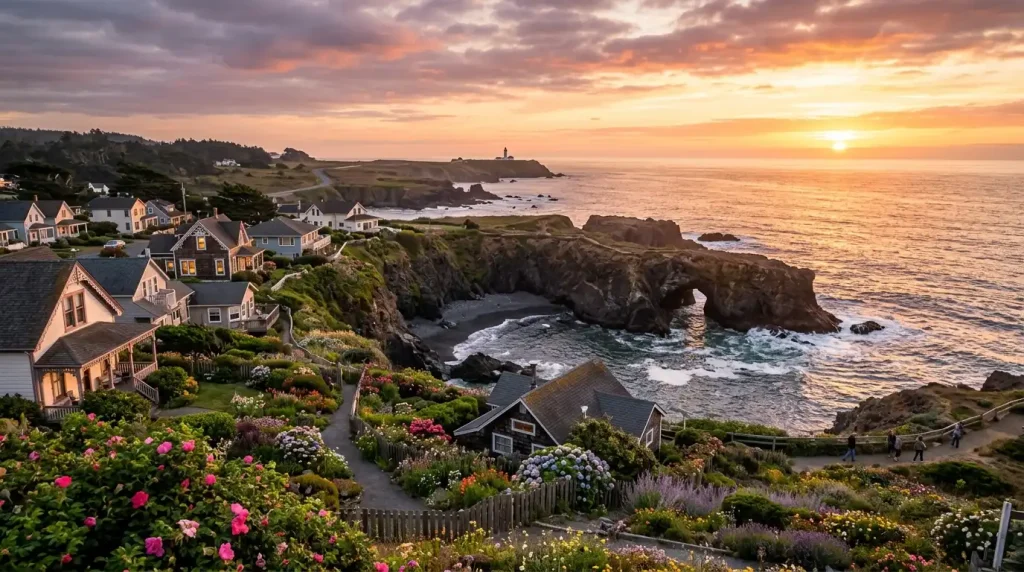 coastal village and sea cave