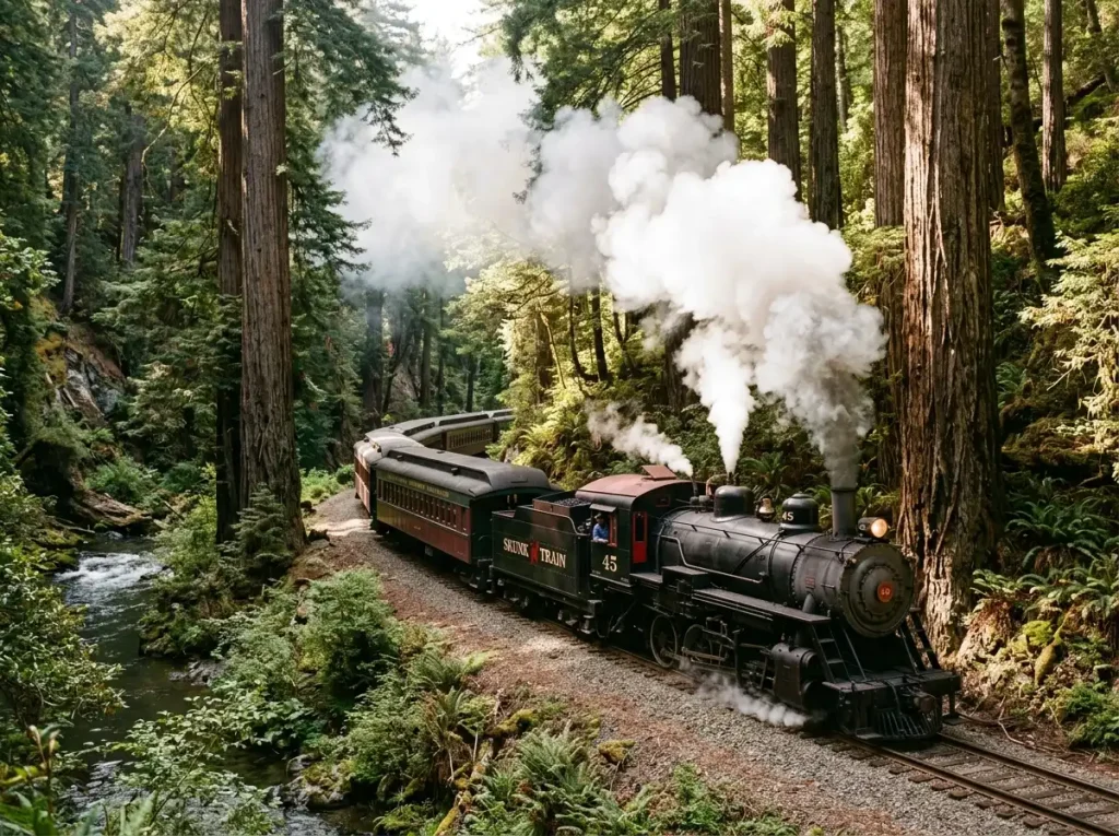skunk train traveling
